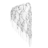 Ecomistiq Belly Triangle Dance Hip Scarf Wrap Waistband Skirt Sequin Tassel Dancewear White