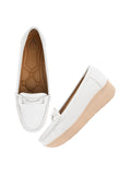 Shoetopai Women'S White Comfort Loafers Soft Faux Leather Slip-On Shoes With Cushioned Sole Casual Footwear Eu39,White,6,B0DFVGGRDT