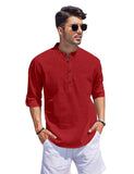 Bellstone Men'S Cotton Blend Solid Regular Fit Kurta (Kurta1500_Single_Maroon_L
