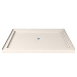 DreamLine SlimLine 36 in. D x 42 in. W x 2 3/4 in. H Center Drain Single Threshold Shower Base in Biscuit, DLT-1136420-22
