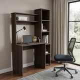 39 Charcoal Wood Pedestal Computer Desk With Hutch