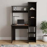 40 Black Wood Pedestal Computer Desk With Hutch