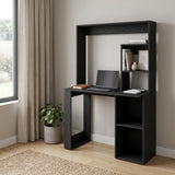 39 Black Wood Pedestal Computer Desk With Hutch