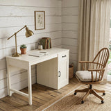 47 Antiqued White Wood Pedestal Writing Desk