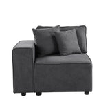 Modular Left Facing Chair W/2 Pillows, Gray Fabric