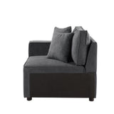 Modular Left Facing Chair W/2 Pillows, Gray Fabric