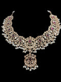 BR505 Zoyana Bridal necklace with earrings tika in fresh water pearls ( READY TO SHIP )