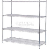 Nexel® 4 Shelf Poly-Z-Brite® Quick Adjust Wire Shelving Unit Starter 48W X 18D X 74H