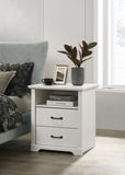Elara 22W White 2-Drawer Nightstand Bedside Table with USB charging Ports