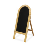 Roussilon Curved Rattan Wrapped Standing Chalkboard - Small
