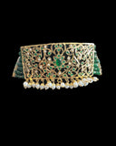 C568 Gold plated jadau choker in emerald pearls ( SHIPS IN 5 WEEKS )