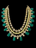 DNS199 Leila high quality ac kundan necklace with earrings in green ( READY TO SHIP )