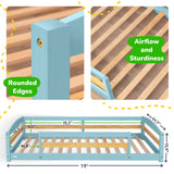 Twin Size Montessori-Inspired Floor Bed with Safety Guardrails for Kids