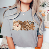 Retro Leopard Gingerbread Bow Holiday Tree Graphic T-Shirt