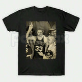 Larry Bird Retro 90s Graphic T-Shirt – Vintage Boston Basketball Men's Tee, Premium 100% Cotton Hardwood Legend Top, Soft Lived-In Heavyweight Sportswear Heritage Shirt, Made in USA
