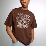 Highland Holly Tee – Cute Christmas Highland Cow Leopard Bow Graphic Shirt
