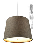 14"W 2 Light Swag Plug-In Pendant Chocolate Burlap with Diffuser White Cord