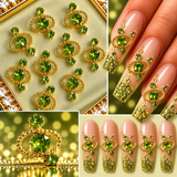 Queen - Nail Charms 10pc - #370 Gold Green Cosmic Staffs