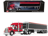 Kenworth W990 with 76 MidRoof Sleeper and Lode King Distinction Hopper Trailer Red and Black 1/64 Diecast Model by DCP/First G