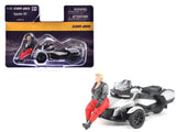 CanAm Spyder RT 3Wheel Motorcycle Hyper Silver Metallic with Driver Figure 1/32 Diecast Model by BRP Models