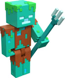 Minecraft Drowned Zombie 3.25 scale Video Game Authentic Action Figure with Accessory and Craft-a-block