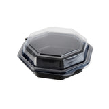 Restaurantware Take Out Container 100 Pack of 6.3 x 6.3 x1.9 Snap-On Lid Plastic Catering Box Grease-Resistant Black Food Transp