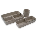 Welaxy 8pc Stone Office Desk Drawer Organizer Tray Felt Shallow Box Divider