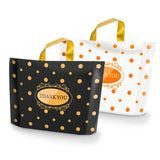 Thank You Bags for Small Business, 100 Pack Plastic Shopping Boutique Bags Retail Merchandise Bags Bulk with Handles 12x15, Reus