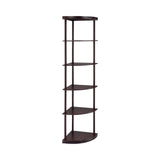 Benzara BM156238 71.75 x 15.75 x 15.75 in. Illuminating Corner Bookcase with Five Pie-Shaped Shelves, Dark Brown