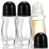 Tioncy 3 Pcs 50ml Empty Glass Roller Bottles Deodorant Roll on Bottles Containers with Plastic Roller Ball Massage Leakproof Ref