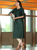 Libas Women'S Silk Regular Kurta (29281_Green Green 2Xl
