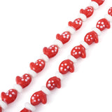 Beadthoven 25pcs Christmas Gloves Lampwork Glass Beads Drilled Hole Xmas Craft Beads Red Handmade Murano Glass Beads for Jewelry