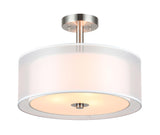 XiNBEi Lighting Drum Semi Flush Mount Ceiling Light, 3 Light Semi Flush Light, 16 Close to Ceiling Light with Fabric Shade Gold