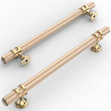 Amerdeco 10 Pack Knurled Gold Cabinet Pulls 8.4 Inch Length (6.3 Inch Hole Center) Brushed Brass Kitchen Cabinet Handles for Dra