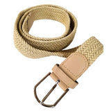 Romp Fashion Cream Unisex Stretchable Braided Belt For Casual And Partyware