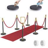 kaiyomi 6Pcs Stanchions Posts Velvet Ropes with Red Carpet and Sign Frame, Water or Sand-Fillable Base, Suitable for 8.5 x 11 A4