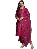 Libas Women's Silk Blend Kurta Sets (GS832_Magenta_M)