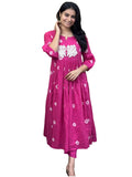 Gosriki Women'S Rayon Blend Anarkali Printed Kurta With Pant (Anveshi Pink-Gs_5Xl_Pink_Xxxxx-Large),Pink,5,B0DCKB27W7