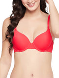 Clovia Womens Polyamide Solid Padded Demi Cup Underwired Push-Up Bra - Dark Blue, Red, 34A