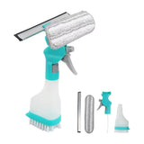 4 in 1 Window Cleaning Kit, Professional Window Vacuum Squeegee with Spray Bottle, Window Cleaner Brush Tools for Shower Wall Mi