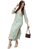 Anni Designer Women'S Cotton Blend Printed Straight Kurta With Pant (Vira Grey_Xxl_Grey_Xx-Large),Grey,2XL