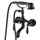 Aolemi Matte Black Wall Mount Only Bathtub Faucet with Handheld Shower Sprayer Double Lever Handles Basin Mixer Tap Vintage Tele