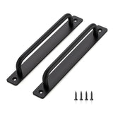 Ravinte Barn Door Handles 2 Pack Sliding Door Handle 7.5 Hole Center Barn Hardware Black Cabinet Hardware with Plate for Sliding