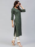 Gosriki Women'S Rayon Bandhni Printed Straight Kurta (Dmd Bandhi Dark Green_S-Go_Dark Green_Small),Dark Green,,B0B9Y2V3ZR