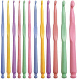 Kiyasu 12 Pcs Crochet Hooks Set (2.08.0 Mm), Ergonomic Plastic Handle Aluminum Crochet Needles For Knitting, Yarn Craft, Diy Cr