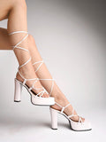 Shoetopia Strappy White Block Heeled Sandals For Women & Girls /Uk3,White,3,B0CBMQJJ8Z