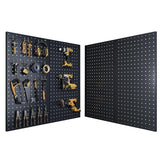 DIOOSN Pegboard, Metal Peg Board, 24x12 inch Black Pegboard with 38 Pcs Hooks, Sturdy Peg Board for Garage Tool Organization, Ho