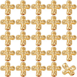 SOFPLATE 1 Box 80pcs Alloy Cross Beads Gold Crosses Beads Metal Tibetan Golden Crucifix Center Crosses Space Bead Bulk for Jewel
