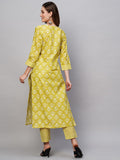 Gosriki Women'S Cotton Blend Printed Straight Kurta With Pant (Kidaya Green-Nw-Gs_Xl_Green_X-Large),Green,,B0C41124WS