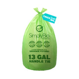 Simply Bio 13 Gallon Compostable Trash Bags Liners with Handle-Tie, Thick 0.87 Mil, 49.21 Liter, 30 Bags, Tall Kitchen Food Scra
